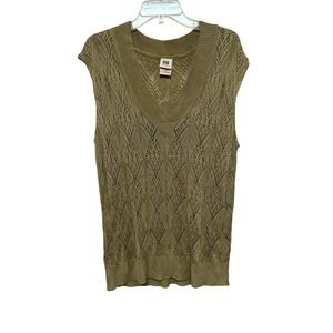Faded Glory Women's Brown Knit V-Neck Sleeveless Sweater Vest XL Preppy